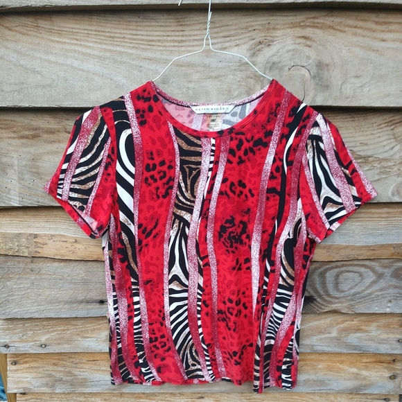 Peter Nygard Tops - Sold Women's Top  Red Leopard/Zebra  Petite Med